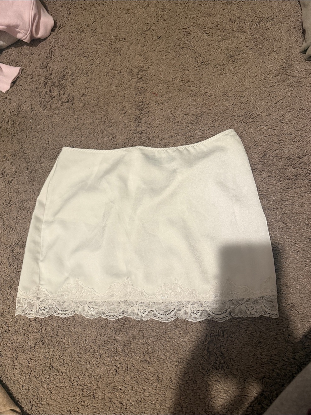White Fox Boutique White Lace-Hem Mini Skirt
